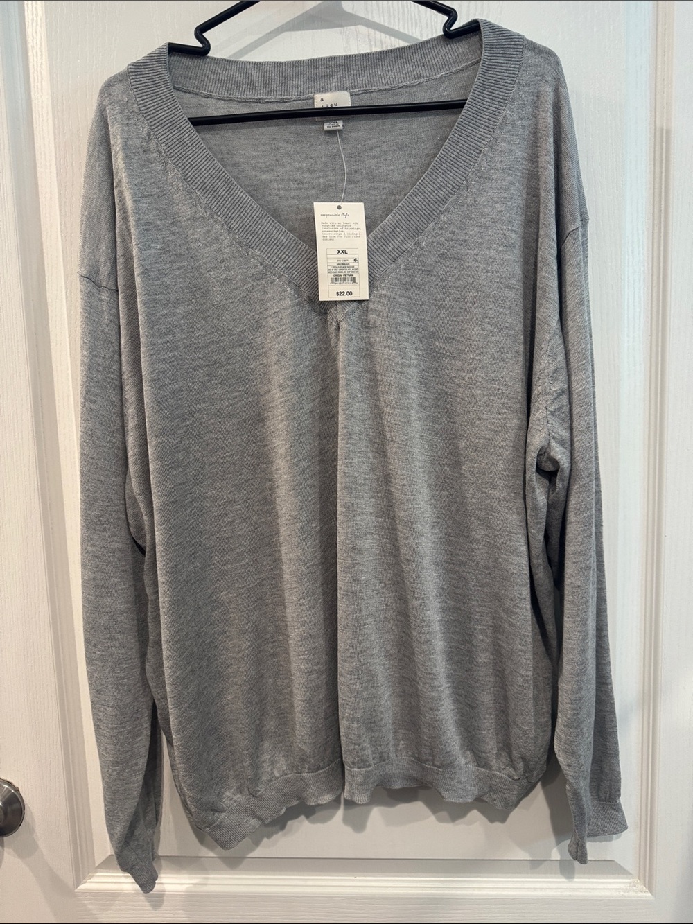 A New Day Women’s XXL Gray V-Neck Lightweight Sweater NWT